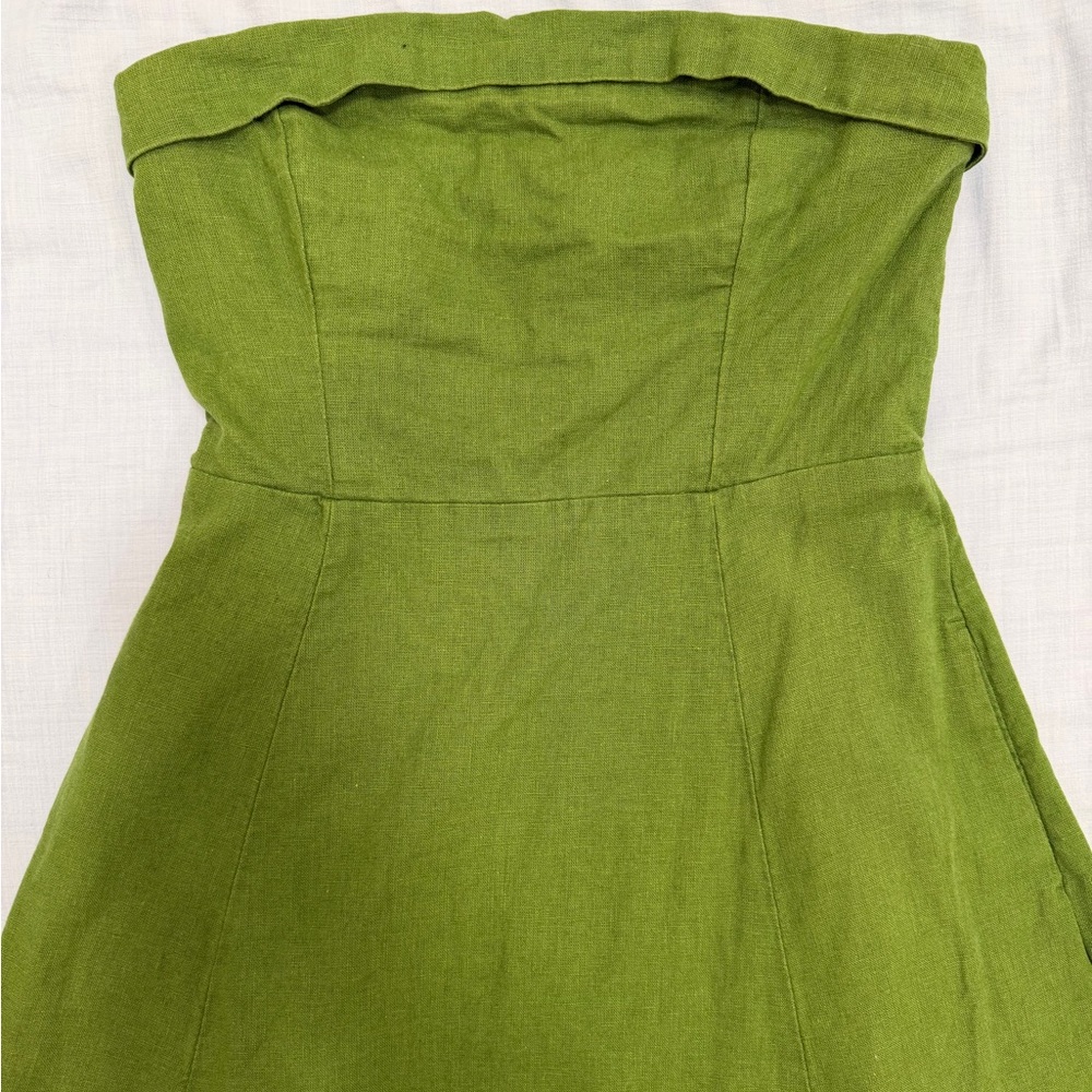 Abercrombie & Fitch Strapless Olive Midi Dress